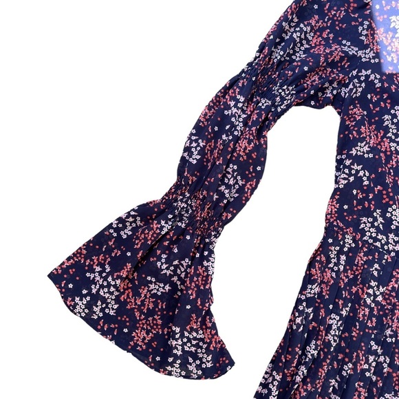 Michael Michael Kors Women’s Navy Floral Print Button Knee Length Dress - Picture 5 of 6